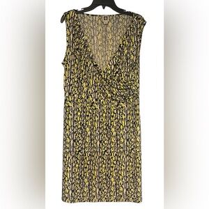 Anne Klein Women’s Sleeveless V-Neck Midi Abstract Swing Wrap Top Dress XL
